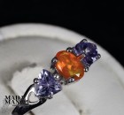 Anello in Argento con opale arancio e tanzaniti