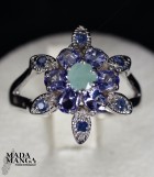 Anello in Argento con Smeraldo e tanzaniti