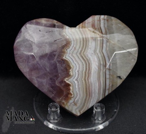 Cuore in Ametista con agata e quarzo cm.7