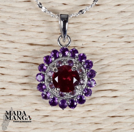 Ciondolo in Argento con Granato e ametiste