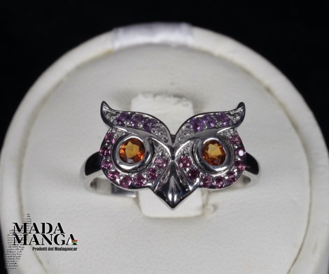 Anello in Argento con Citrini, ametiste e rodoliti