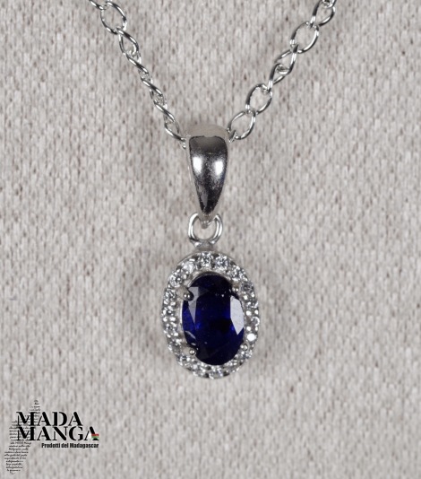 Ciondolo in Argento con zaffiro blu