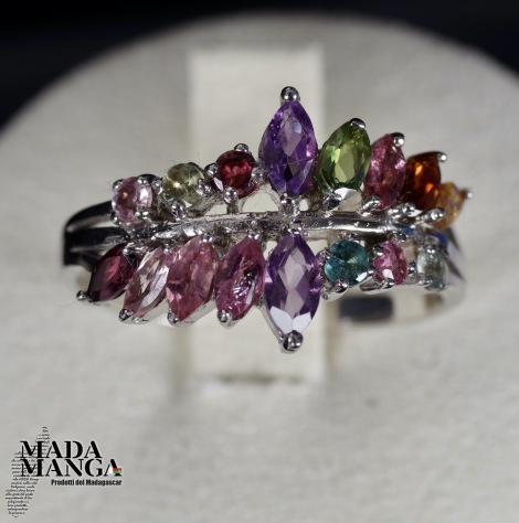 Anello in Argento con Ametiste e tormaline