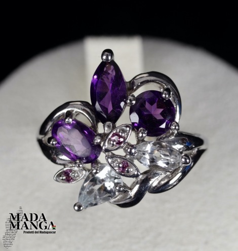 Anello in Argento con Ametiste e Acquemarine
