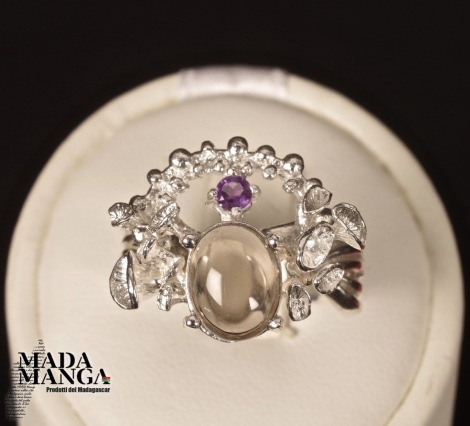 Anello in Argento con Quarzo fumè e ametista