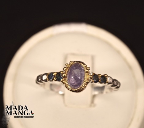 Anello in Argento con Tanzanite e zaffiri