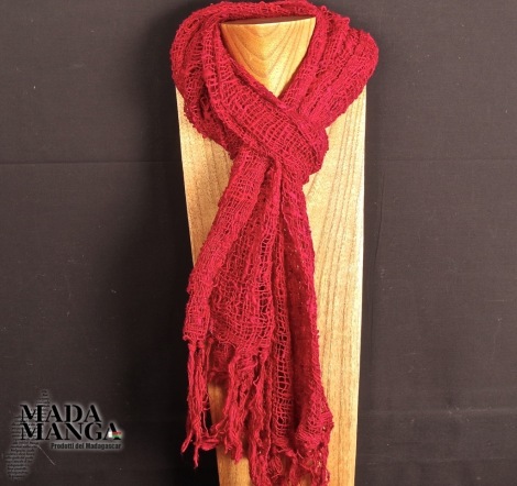 Sciarpa in seta grezza colore rosso