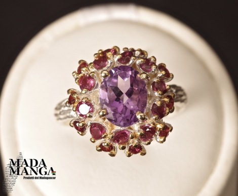 Anello in Argento con Ametista e rodoliti