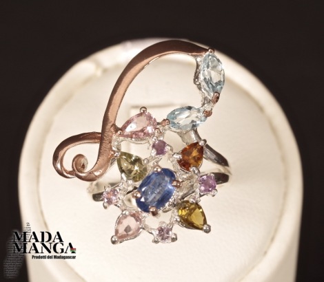 Anello in Argento con Kianite e Tormaline