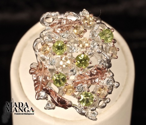 Anello in Argento con Peridoti e Citrini