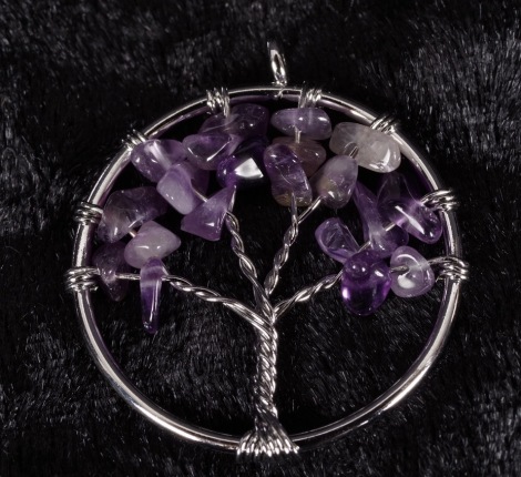 Ciondolo albero della vita con ametiste