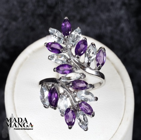 Anello in Argento con Ametiste e Acquemarine