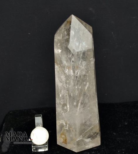 Punta di quarzo fumè Iside con time link sx cm.17,5H