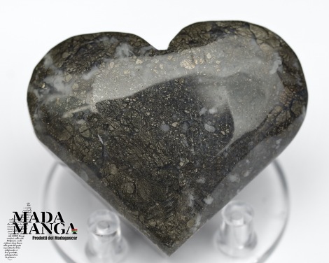 Cuore in Pirite con agata cm.5,1