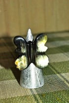 ANELLO BICOLORE FARFALLA IN CORNO