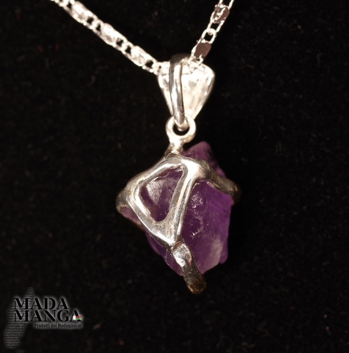 Ciondolo Scozzese In Argento Sterling Con Ametista Cardo – Collana 46 Cm