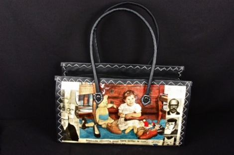 borsa a mano con stampe francesi